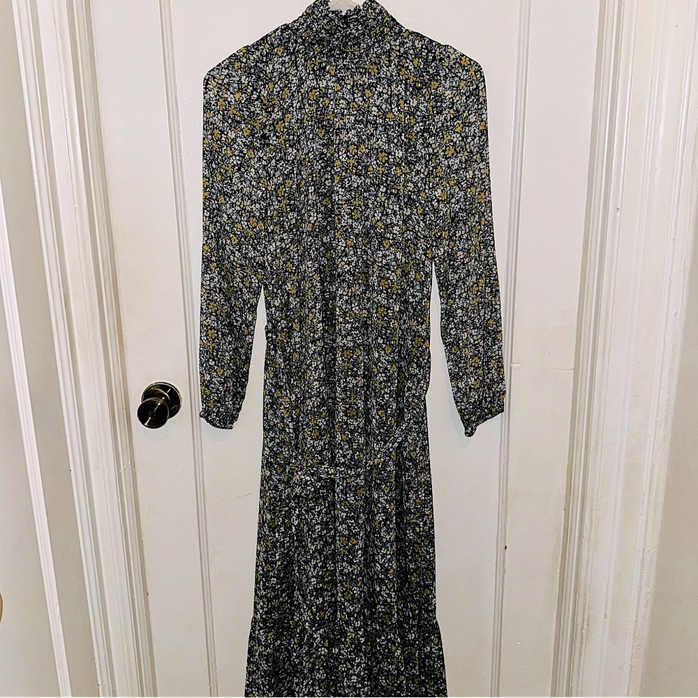 Banana Republic: Flowy Floral Turtleneck Waist Tied Maxi Dress